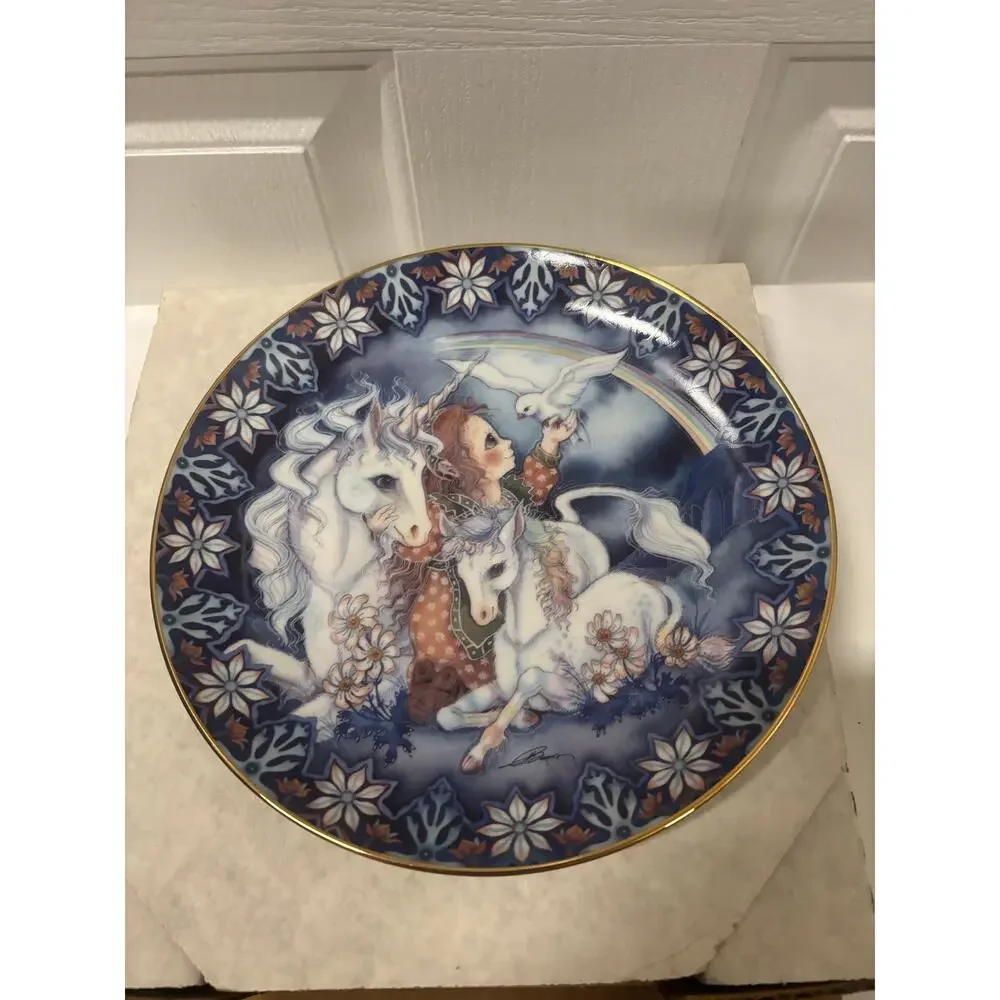 Vintage 1990 Jody Bergsma Rainbow To Ride On Unicorn Reco Plate 8.5”
